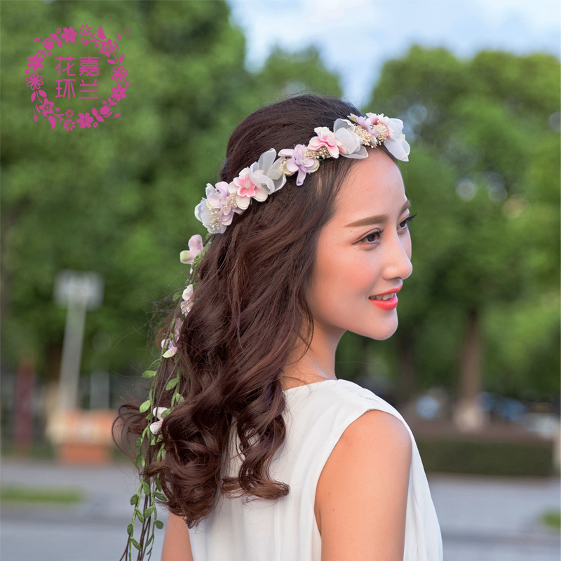 Mori Girl Artificial Flower Garland Hairware Seaside Holiday Headdress Flower Studio Photography Bride and Bridesmaid Accessories