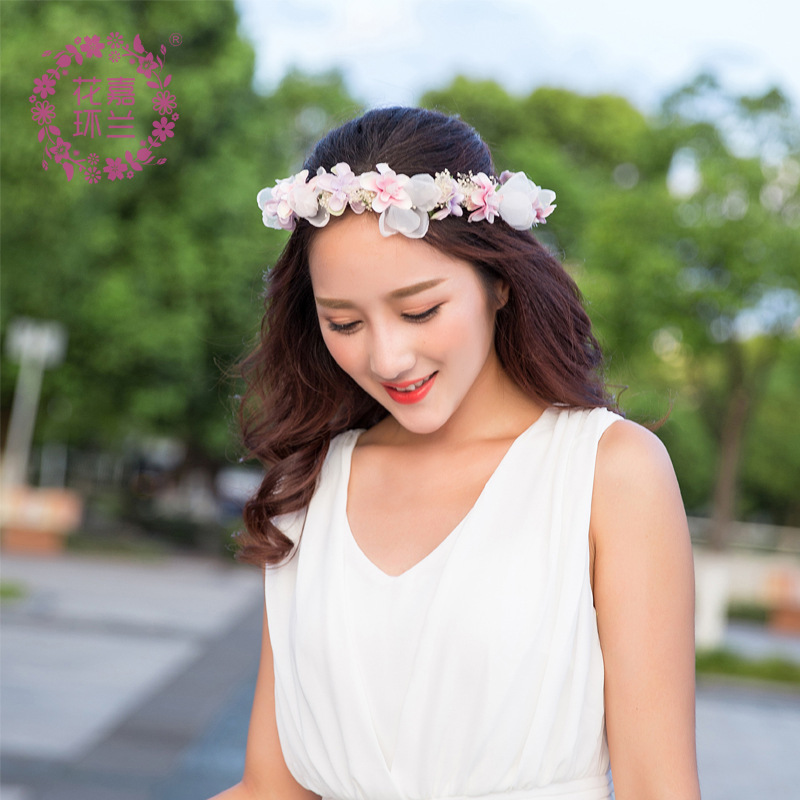 Mori Girl Artificial Flower Garland Hairware Seaside Holiday Headdress Flower Studio Photography Bride and Bridesmaid Accessories