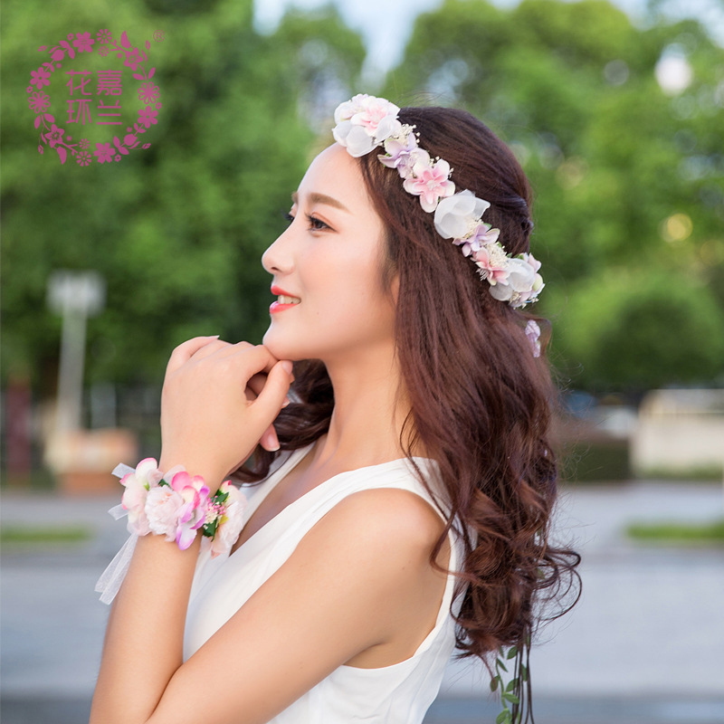 Mori Girl Artificial Flower Garland Hairware Seaside Holiday Headdress Flower Studio Photography Bride and Bridesmaid Accessories