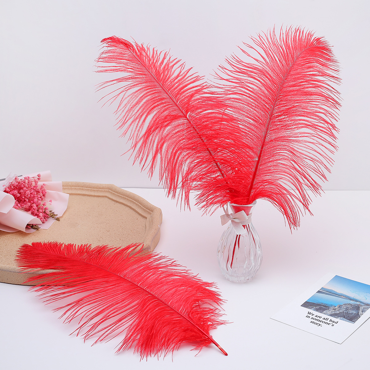 Factory in Stock 25-30cm Colorful Ostrich Feather Wedding Flower Arrangement Decoration DIY Ornament Accessories Variety Feather