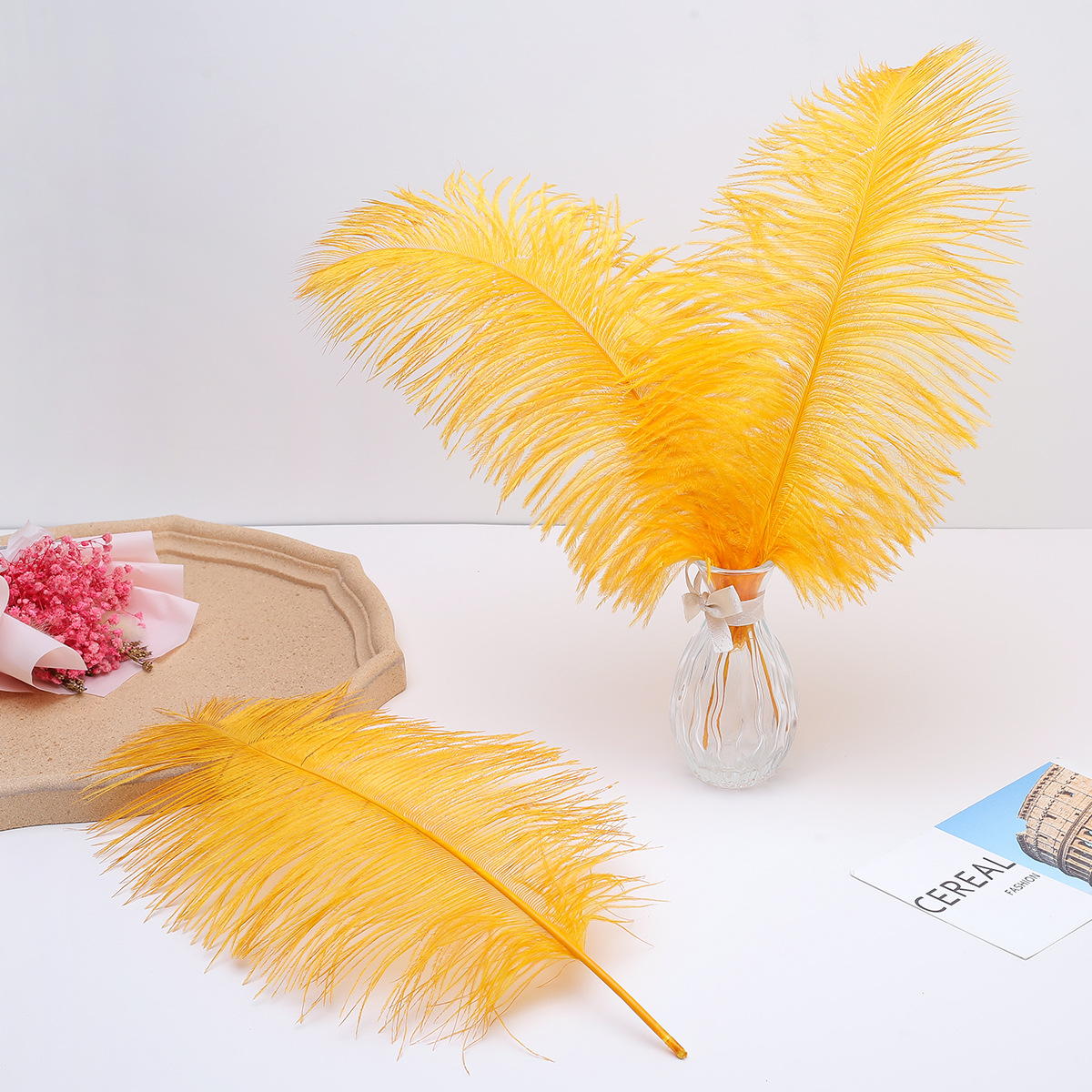 Factory in Stock 25-30cm Colorful Ostrich Feather Wedding Flower Arrangement Decoration DIY Ornament Accessories Variety Feather