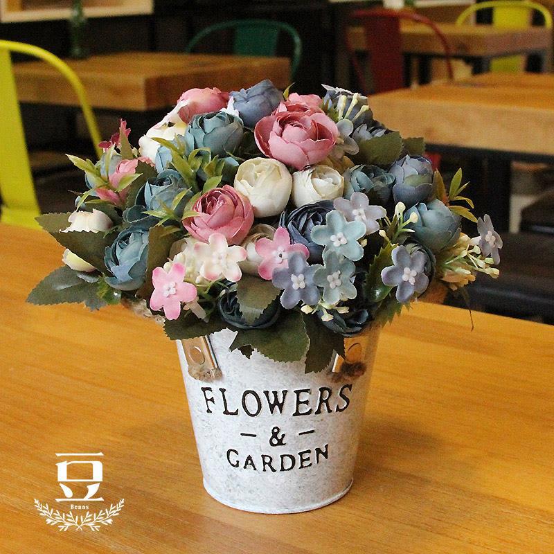 [Buy Flowers and Send Flower Pots] Popular Fake/Artificial Flower Iron Potted Dried Flower Garden Home Wedding Flower Ornaments