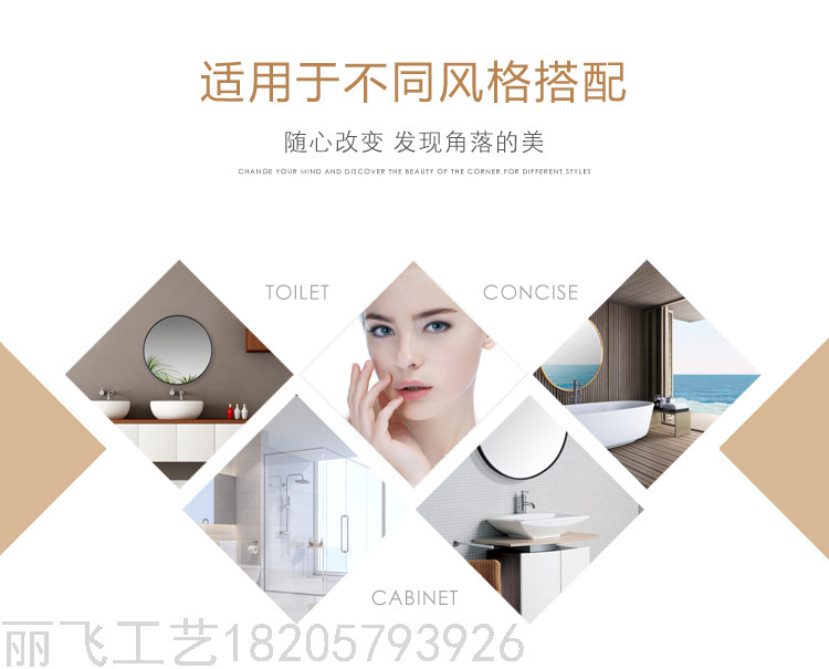 Factory Direct Sales round Mirror Bathroom Mirror Toilet Dressing Mirror Aluminum Alloy Wall Mirror Cosmetic Mirror