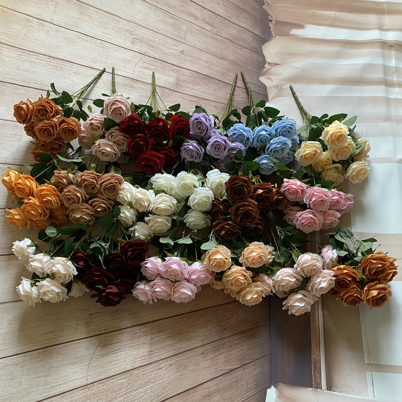 9-Head Rose Wedding Garden Decoration Indoor Living Room Decoration Artificial Wedding flower
