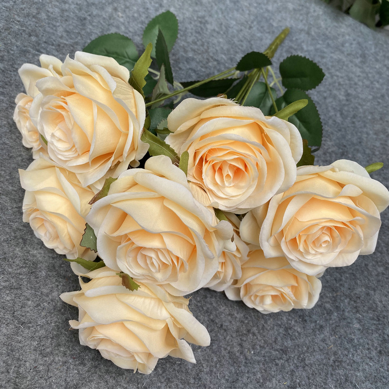 9-Head Rose Wedding Garden Decoration Indoor Living Room Decoration Artificial Wedding flower