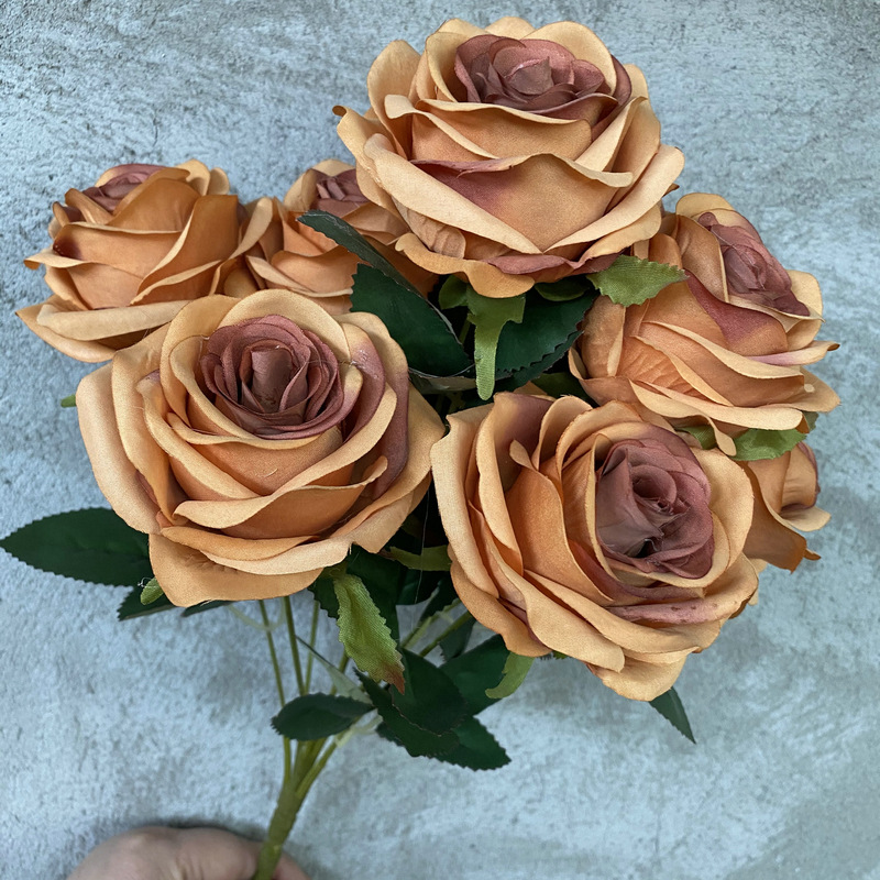 9-Head Rose Wedding Garden Decoration Indoor Living Room Decoration Artificial Wedding flower