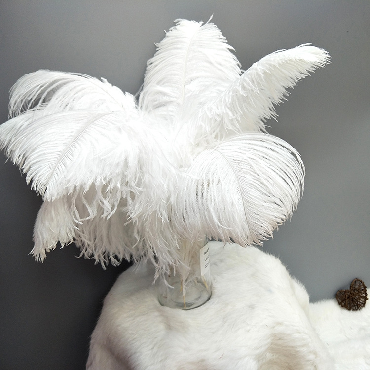 Factory in Stock 45-50cm White Ostrich Feather Wedding Flower Arrangement Feather Table Lamp Changeable Color Ostrich Feather