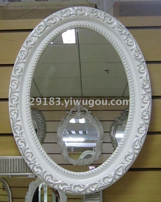 Elegant Retro Pu European Frame Dressing Mirror High-End Decorative Mirror Bathroom Mirror Fireplace Hallway Mirror