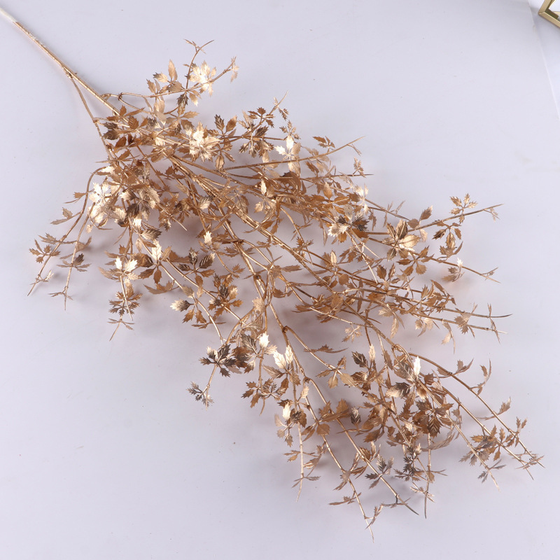 New Golden Wedding Flower New Year Fan Eucalyptus Luxury Wedding Hall Decorative Silk Flower Plastic Fake Flower New Golden Wedding Flower New Year Fan Eucalyptus Luxury Wedding Hall Decorative Silk Flower Plastic Fake Flower