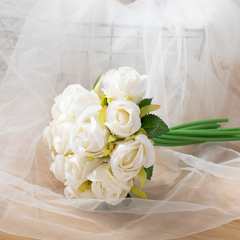 Korean Style 12-Head Simulation Hand Holding Rose Wedding Flower Silk Flower Handle Bundle Wedding Celebration Living Room Balcony Home Decoration Korean Style 12-Head Simulation Hand Holding Rose Wedding Flower Silk Flower Handle Bundle Wedding Celebration Living Room Balcony Home Decoration