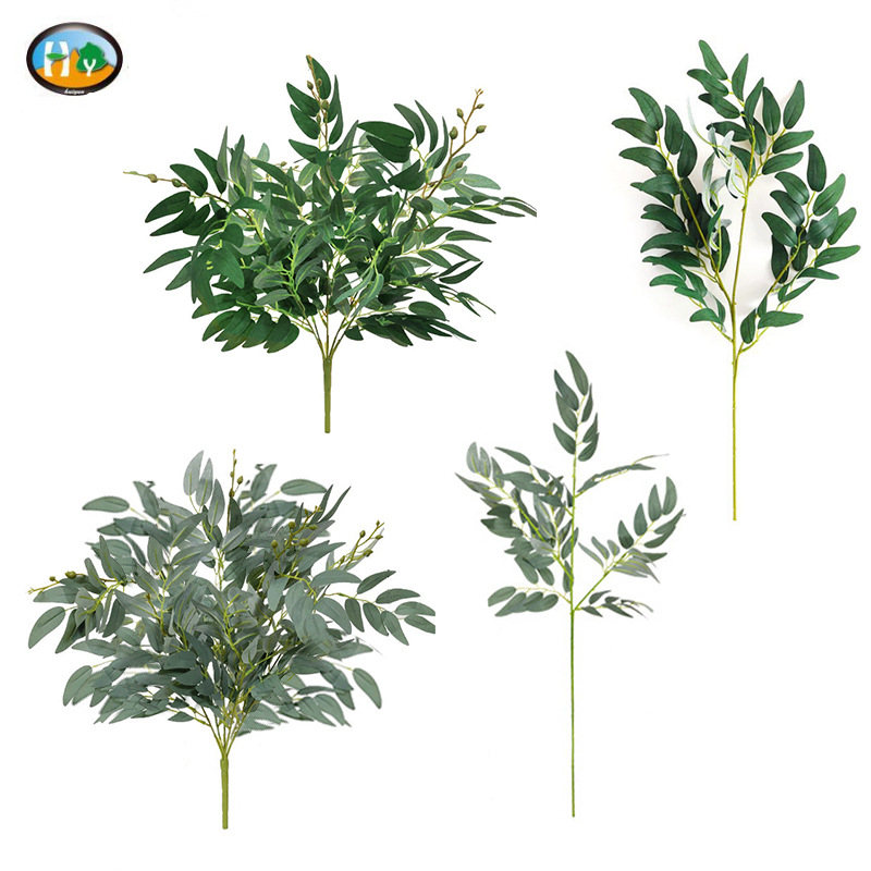 Cross-Border Artificial Plant Wall Decor Willow Leaf Mori Style Wedding Flower Arrangement Modeling Green Plant Beam Simulation Willow Willow Leaf