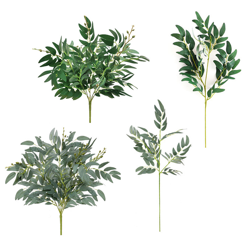 Cross-Border Artificial Plant Wall Decor Willow Leaf Mori Style Wedding Flower Arrangement Modeling Green Plant Beam Simulation Willow Willow Leaf