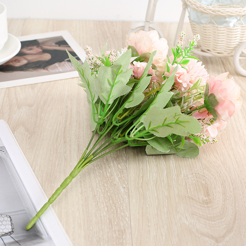 Peony Artificial Flower Wedding Flower Bouquet Wall Road Lead Hand Holding Home Decorative Fake Flower Hydrangea Bunch of Flowers Cross-Border Bouquet