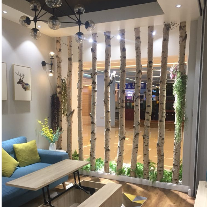 Natural Silver Birch Dried Decorative Log Birch Pole Hallway Subareas Screens Wedding Flower Stand Shape Dried Branches Art Gallery