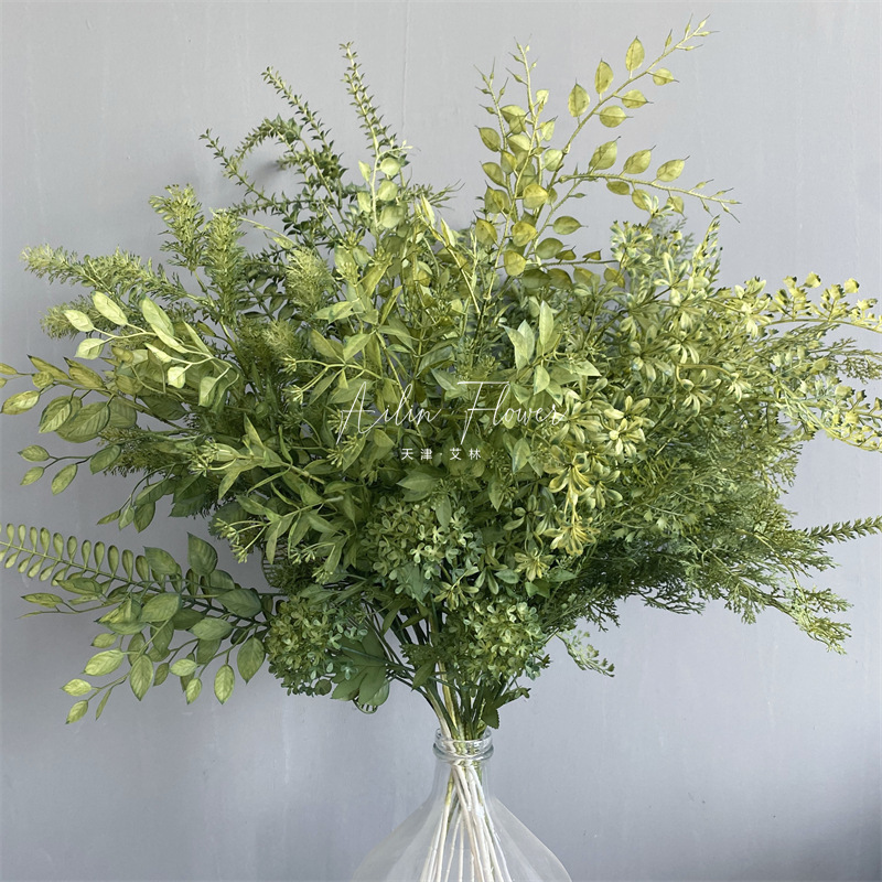 [Green Series ① Link] Spray Color Two-Color Wedding Flower Leaf Material Artificial Flower Mori Style Plastic Green Plant Embellishment