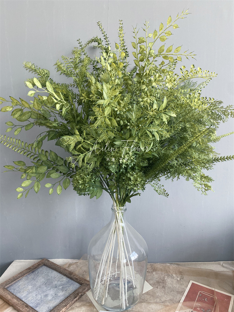 [Green Series ① Link] Spray Color Two-Color Wedding Flower Leaf Material Artificial Flower Mori Style Plastic Green Plant Embellishment