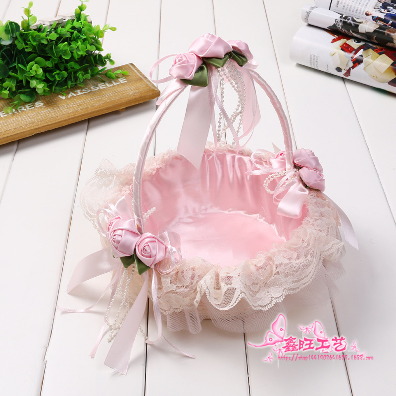 Wedding Flower Baskets Portable Rattan Woven Blue Flower Girl Sprinkling Flowers Storage Basket Portable Flower Basket Korean Petal Basket