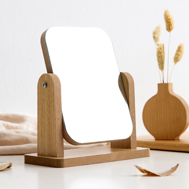 Student dormitory table mirror large solid wood wooden table makeup mirror high list face dressing mirror beauty mirror