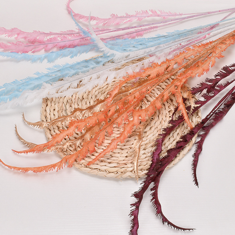 Simulation 5-Fork Large Mango Colorful Net REDLEAF Lines Sword Leaf Wedding Flower Arrangement Wedding Hall Embellished Plastic Cocktail Grass