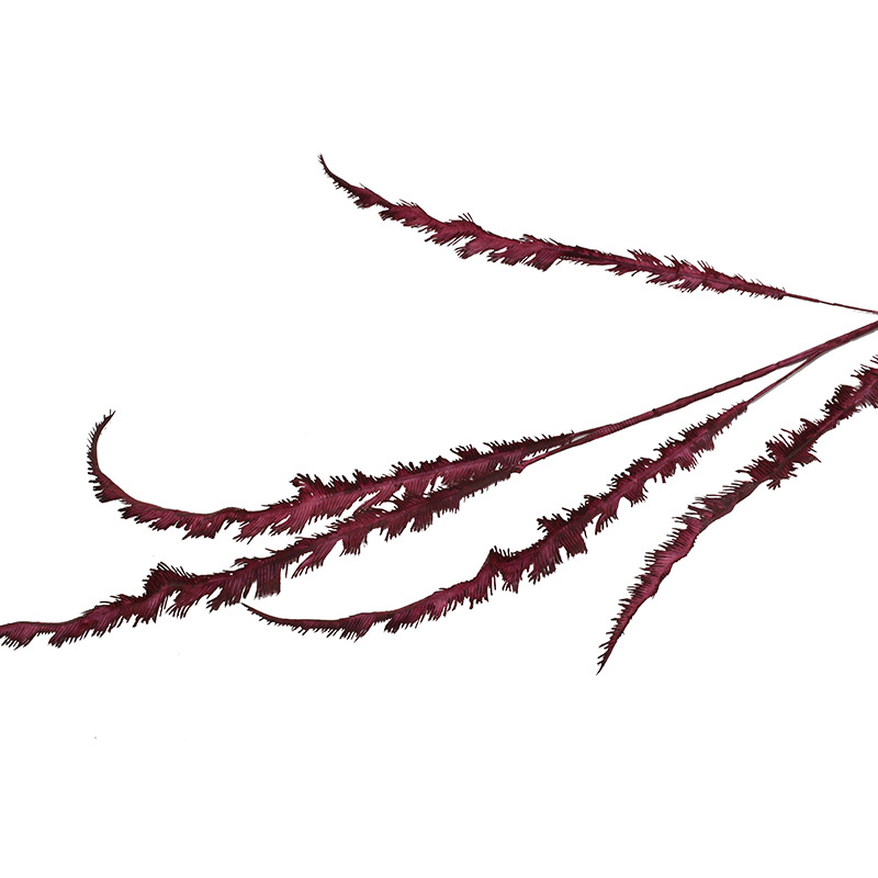 Simulation 5-Fork Large Mango Colorful Net REDLEAF Lines Sword Leaf Wedding Flower Arrangement Wedding Hall Embellished Plastic Cocktail Grass