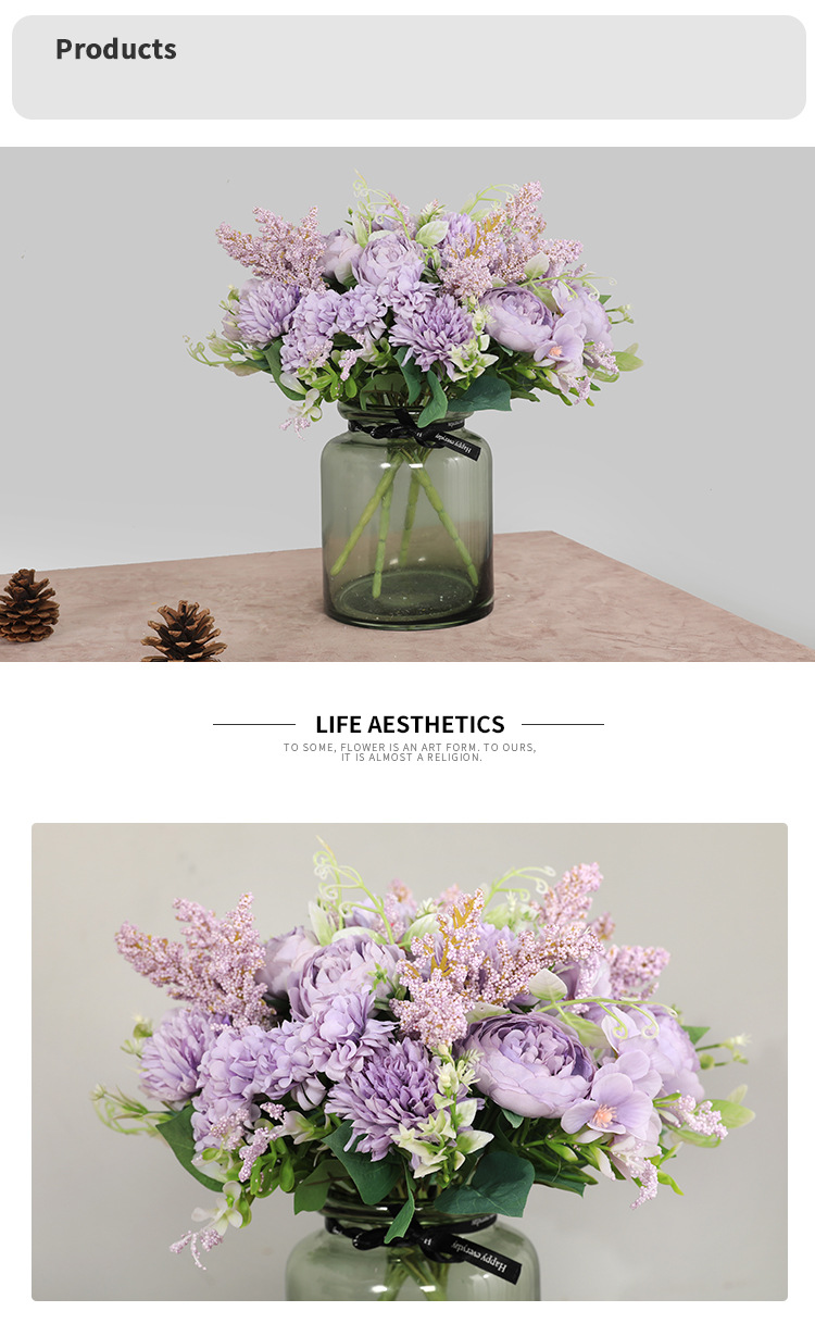 Wedding Flower Bouquet Bridal Bouquet Bunch of Artificial Flowers 7 Feili Roses Home Restaurant Decoration Decoration Fake Flowers