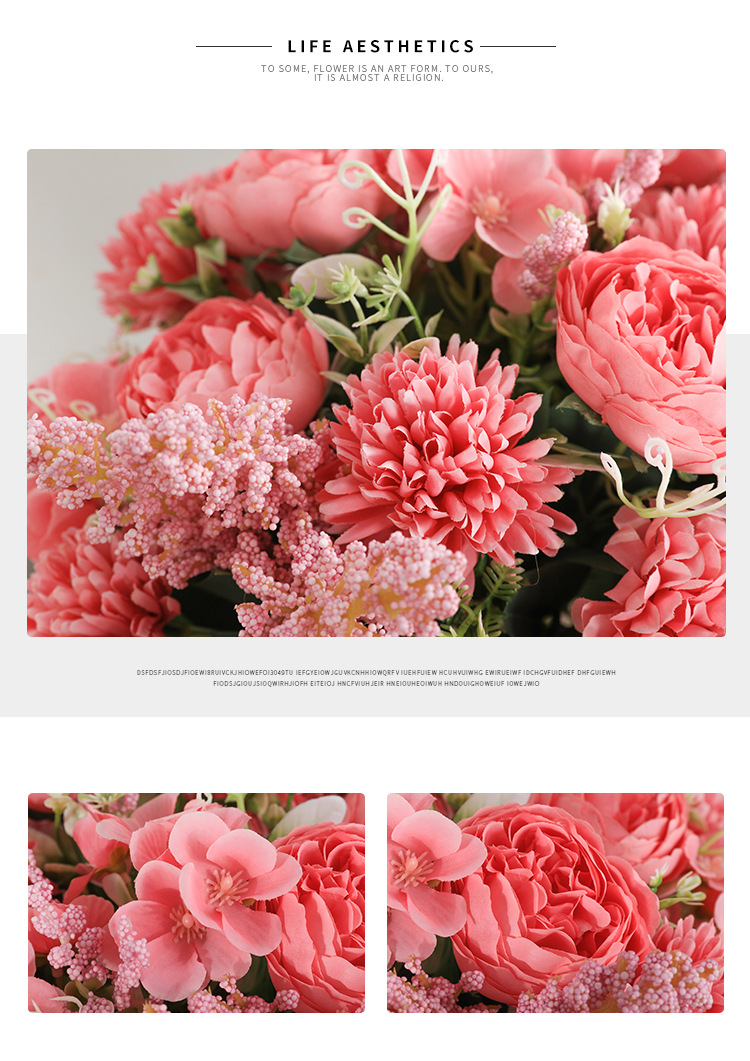 Wedding Flower Bouquet Bridal Bouquet Bunch of Artificial Flowers 7 Feili Roses Home Restaurant Decoration Decoration Fake Flowers