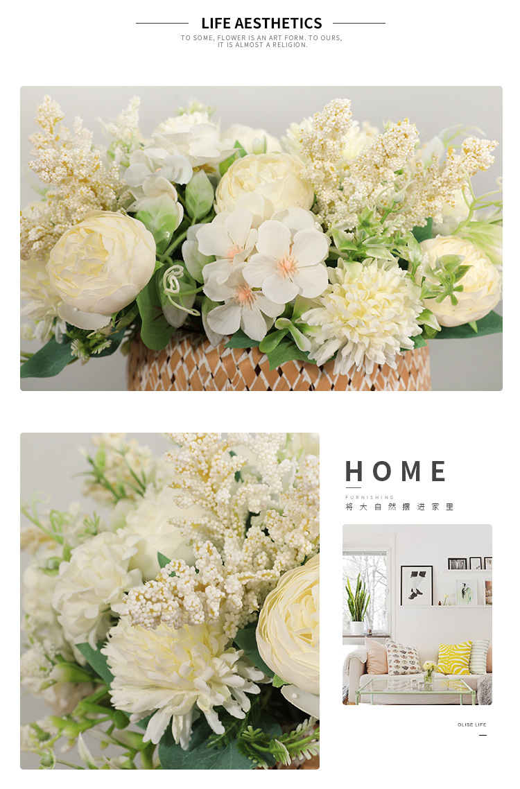 Wedding Flower Bouquet Bridal Bouquet Bunch of Artificial Flowers 7 Feili Roses Home Restaurant Decoration Decoration Fake Flowers