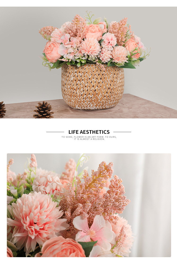 Wedding Flower Bouquet Bridal Bouquet Bunch of Artificial Flowers 7 Feili Roses Home Restaurant Decoration Decoration Fake Flowers