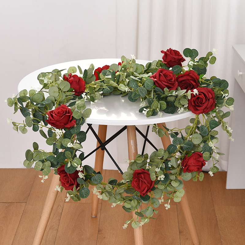 Amazon Same Style Eucalyptus Leaf Rose Vine Artificial Flower Rose Eucalyptus Wedding flower Amazon Same Style Eucalyptus Leaf Rose Vine Artificial Flower Rose Eucalyptus Wedding flower