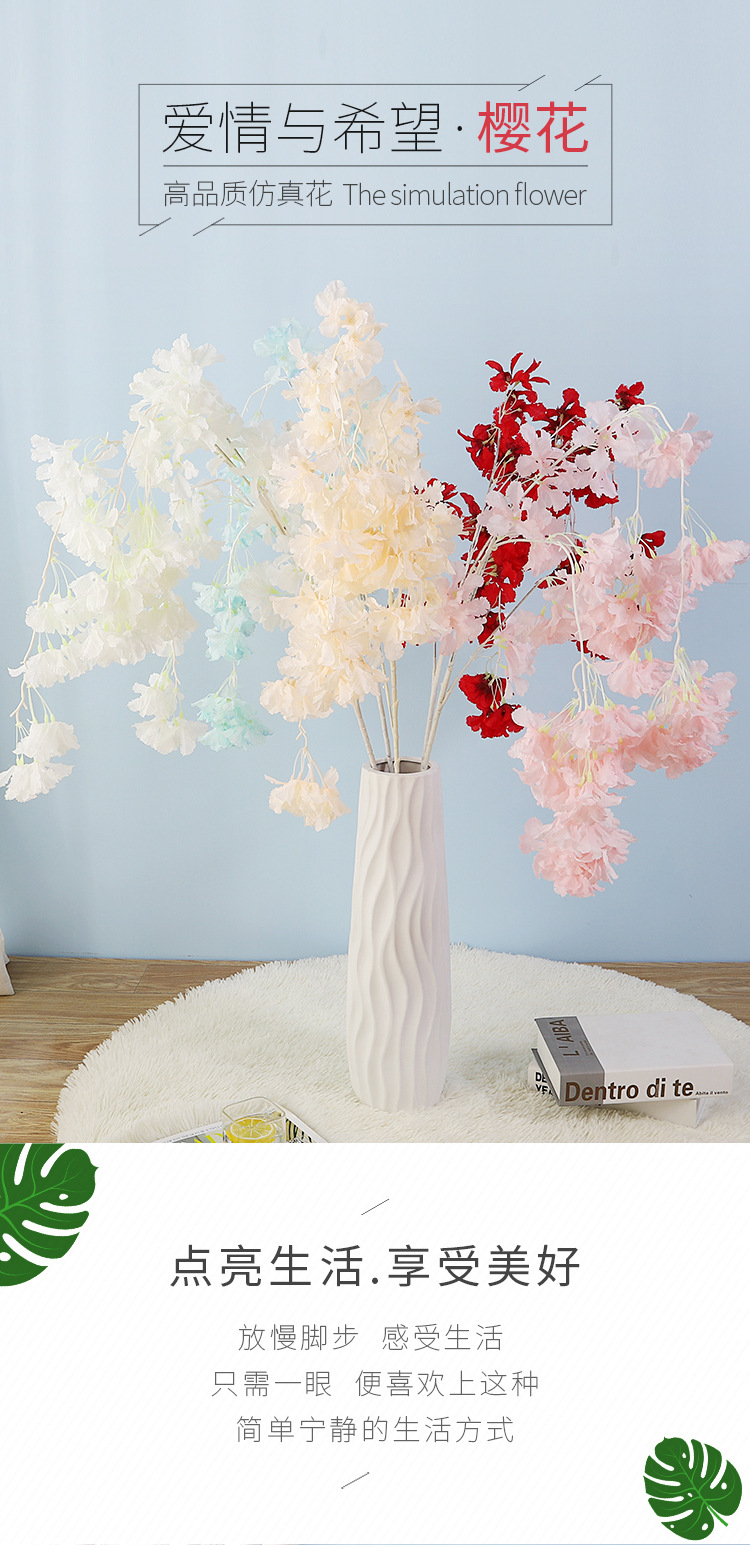 Artificial Flower Cherry Blossom Encryption White Penholder Big Snow Artificial Flower Wedding Landscape Plant Decoration Wedding Flower Silk Flower