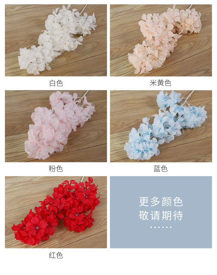 Artificial Flower Cherry Blossom Encryption White Penholder Big Snow Artificial Flower Wedding Landscape Plant Decoration Wedding Flower Silk Flower