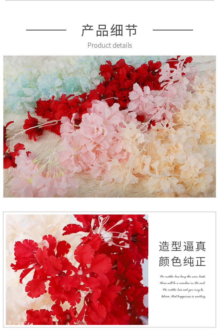 Artificial Flower Cherry Blossom Encryption White Penholder Big Snow Artificial Flower Wedding Landscape Plant Decoration Wedding Flower Silk Flower