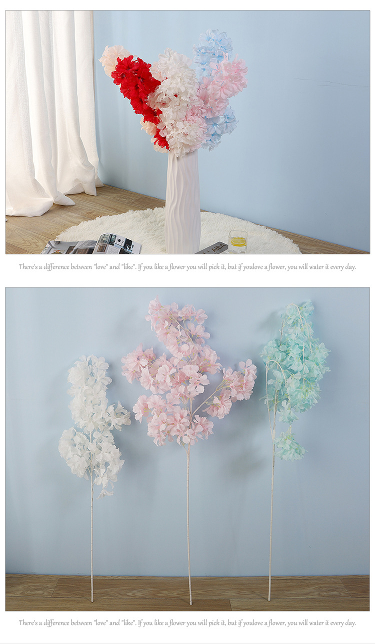 Artificial Flower Cherry Blossom Encryption White Penholder Big Snow Artificial Flower Wedding Landscape Plant Decoration Wedding Flower Silk Flower