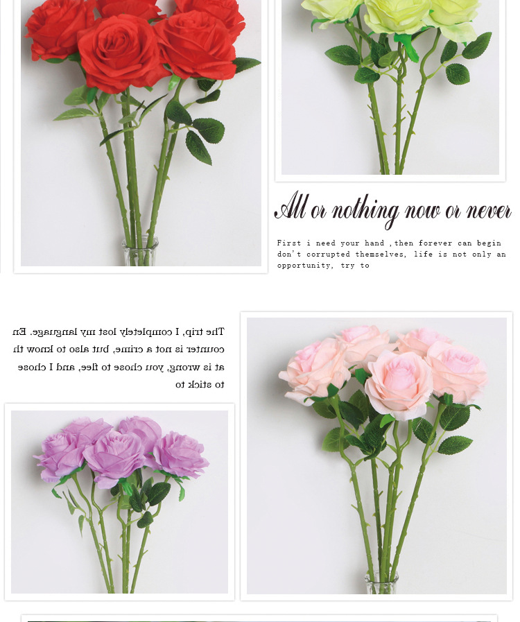 Single Rose Wedding Flower Artificial Flower Artificial Roses Living Room Furnishings Home Single Indoor Flower Decoration Decoration Flower