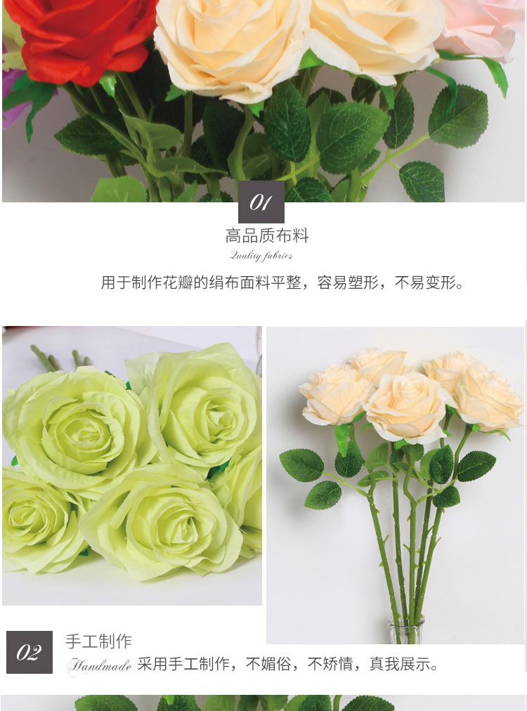 Single Rose Wedding Flower Artificial Flower Artificial Roses Living Room Furnishings Home Single Indoor Flower Decoration Decoration Flower