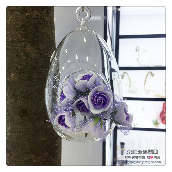 Hanging glass vase small transparent bottle home wedding flower decorations