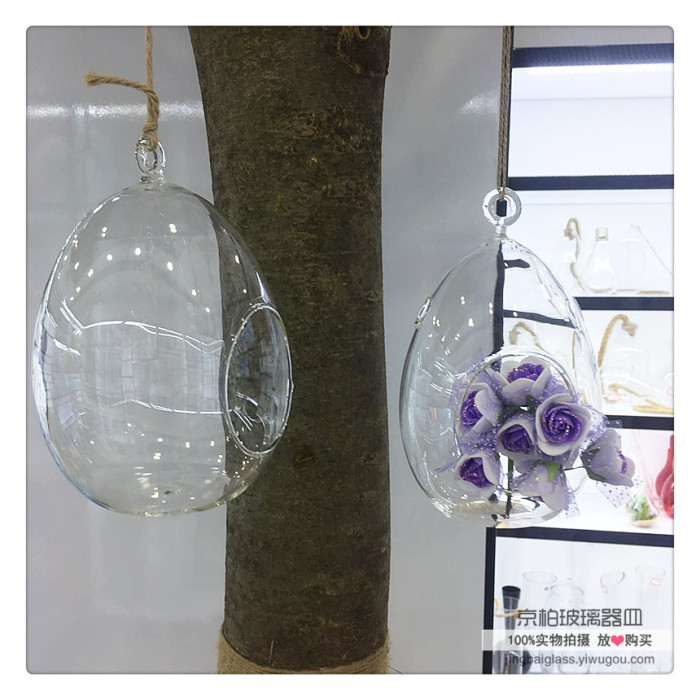 Hanging glass vase small transparent bottle home wedding flower decorations