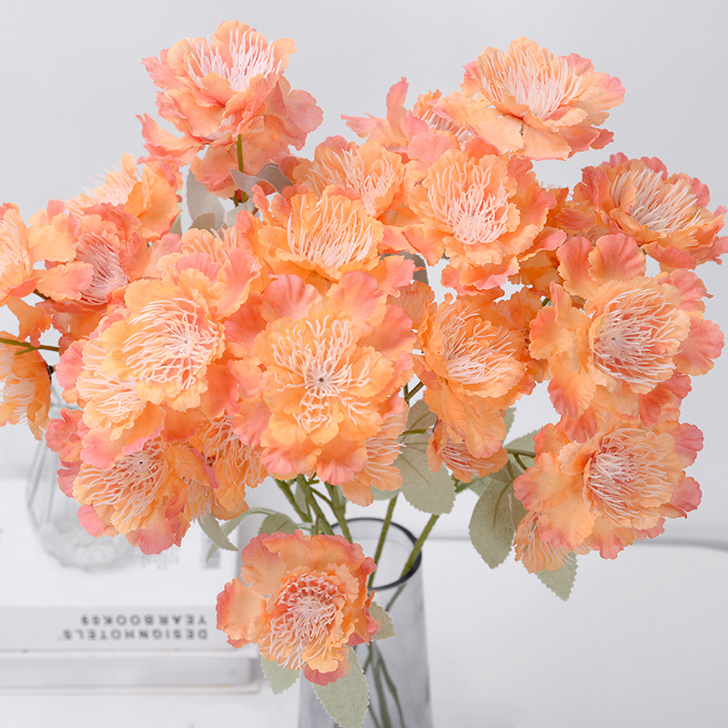 6-Head Snow Peony Artificial Flower Wedding Flower Wedding Guide Flower Decorative Fake Flower Factory Wholesale