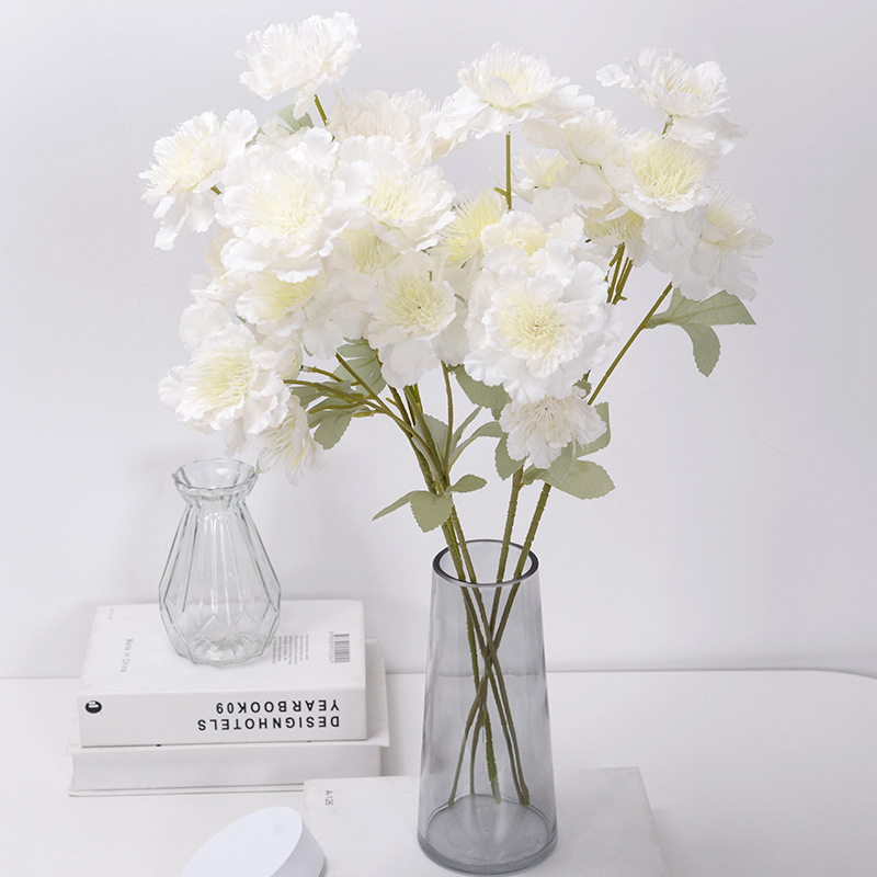 6-Head Snow Peony Artificial Flower Wedding Flower Wedding Guide Flower Decorative Fake Flower Factory Wholesale