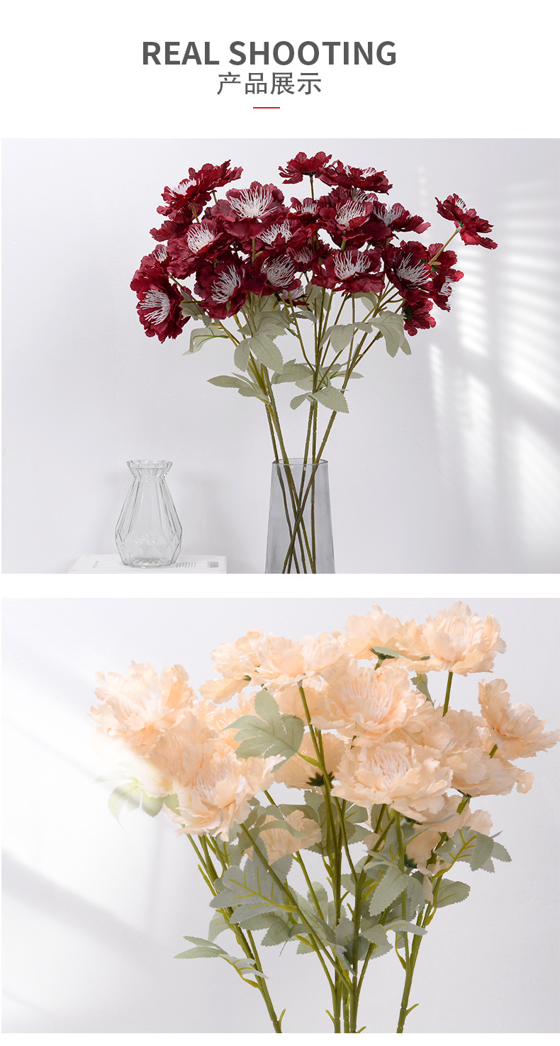 6-Head Snow Peony Artificial Flower Wedding Flower Wedding Guide Flower Decorative Fake Flower Factory Wholesale 6-Head Snow Peony Artificial Flower Wedding Flower Wedding Guide Flower Decorative Fake Flower Factory Wholesale