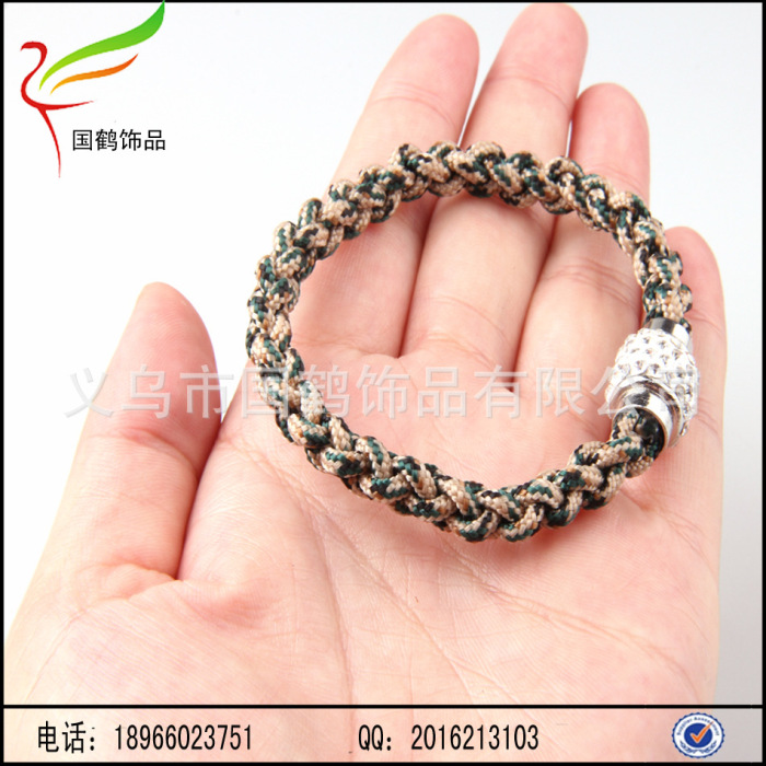 Woven bracelet with diamond magnetic buckle rope woven Xiangbala umbrella Woven bracelet with diamond magnetic buckle rope woven Xiangbala umbrella