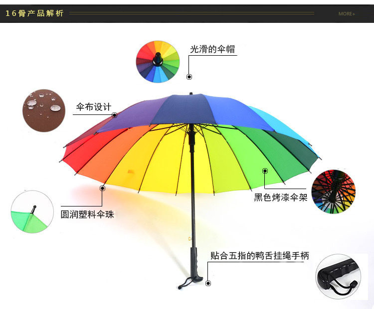 Umbrella Oversized 68cm 16 Bones Umbrella for Two Persons Umbrella Printed Logo Rainbow Umbrella Sun Umbrella in Stock