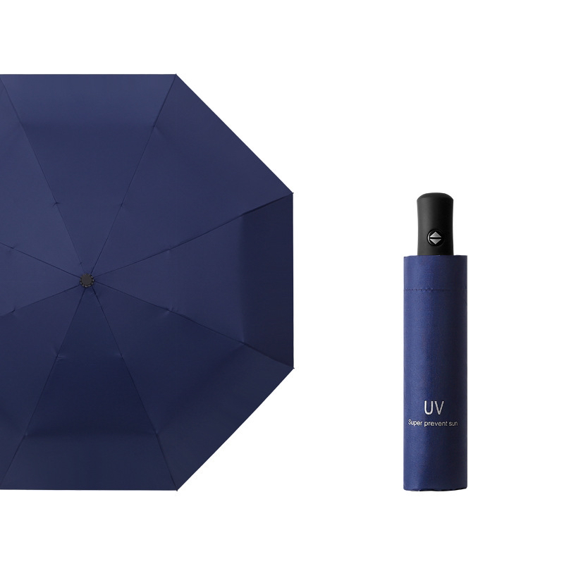 8-Strand Automatic UV Tri-Fold Sun-Proof Rain Or Shine Dual-Use Umbrella Customized Logo Advertising Umbrella Gift Umbrella