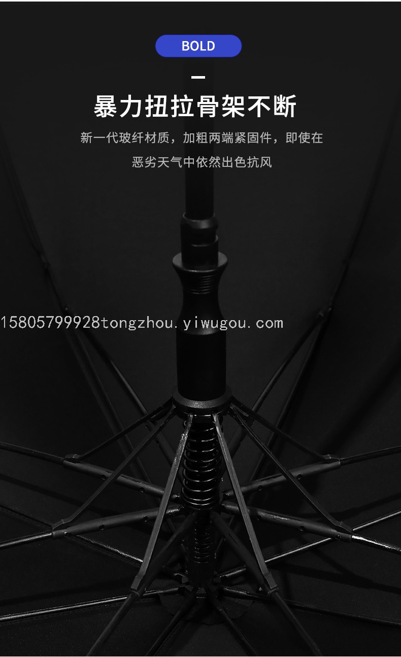 8 Bone Business Umbrella Automatic Straight Rod Wooden Handle Solid plus-Sized Wind-Resistant Golf Windproof AdvertiLogo