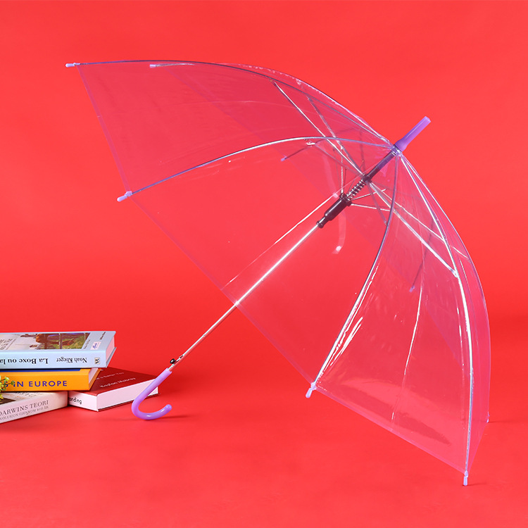 Colorful Transparent Umbrella Straight Rod Automatic Umbrella Long Handle Umbrella Umbrella Logo