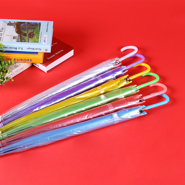 Colorful Transparent Umbrella Straight Rod Automatic Umbrella Long Handle Umbrella Umbrella Logo