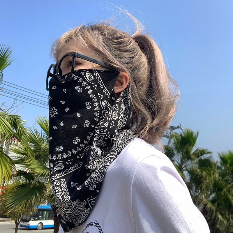 Summer Thin Type Sunscreen Mask Fashion Female Cycling Sun-Proof Full Face Protection Breathable Ear Mask Outdoor UV-Proof