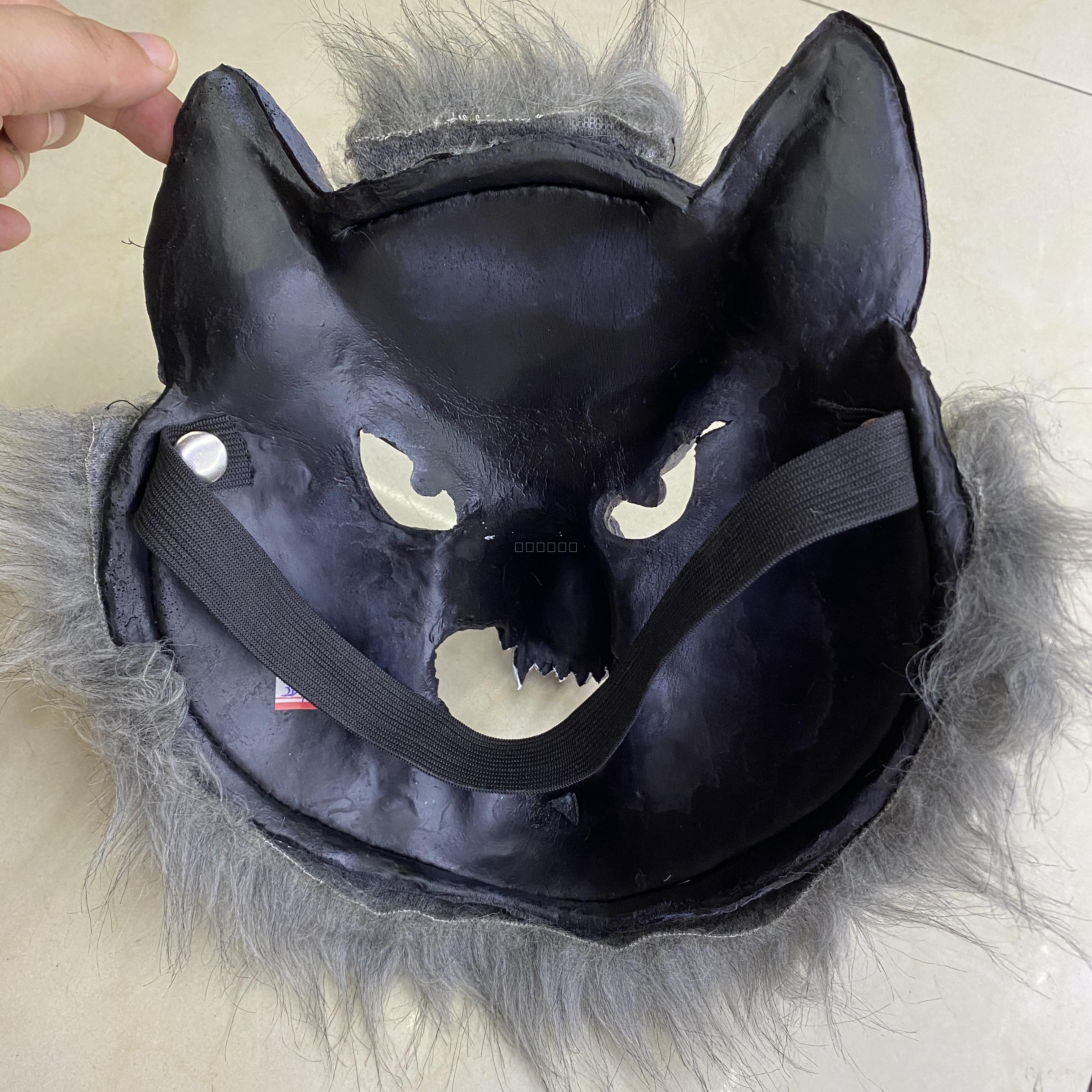 Halloween PU Foam Soft Mask Horror Bleeding Wolf Head Hood Horror Scary Werewolf Mask with Fur Old German Shepherd Dog