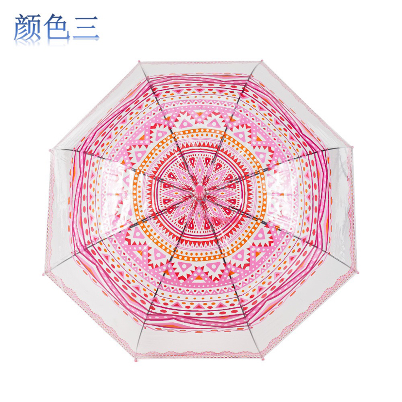 Factory Direct Supply New Automatic Poe Transparent Machine Printing Ins Style Straight Handle Umbrella Adult Umbrella Apollo S Umbrella