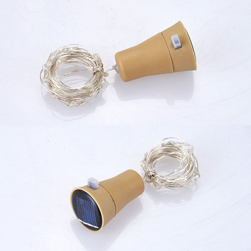 Solar Bottle Stopper Lighting Chain Copper Wire Lighting Chain Color Lighting Chain Christmas Lights Wine Bottle Ambience Light 10 Lights 20 Lights Wine Stopper